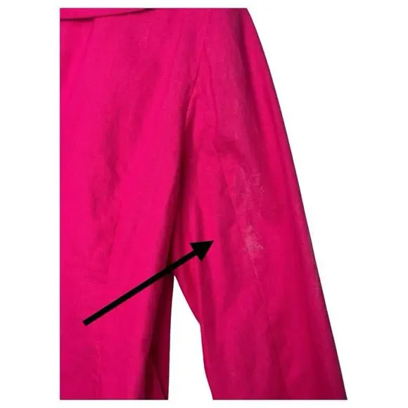 Chadwicks Blazer Womens 14 Pink Linen Jacket Peter Pan Collar Career Wear - Picture 3 of 13